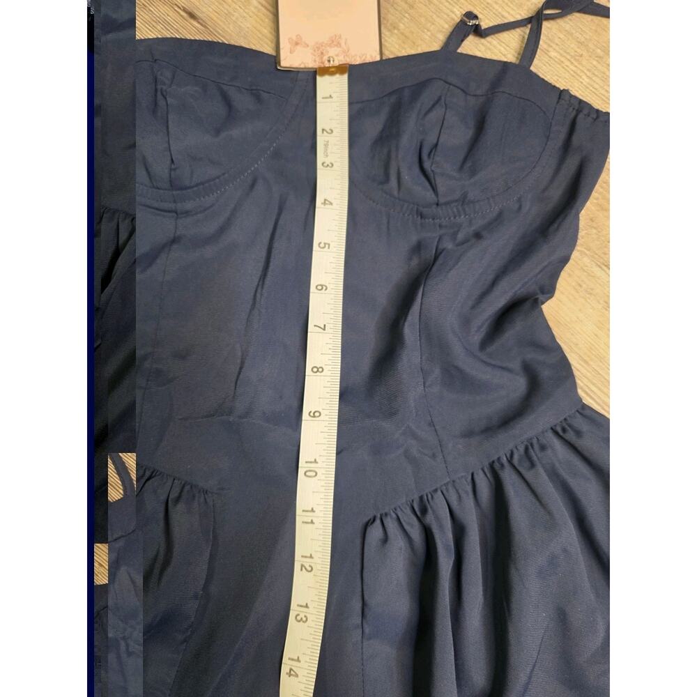 ABEHIK Womens Size S Small Navy Blue Bustier Spaghetti Strap Midi Dress NWT - Picture 3 of 8